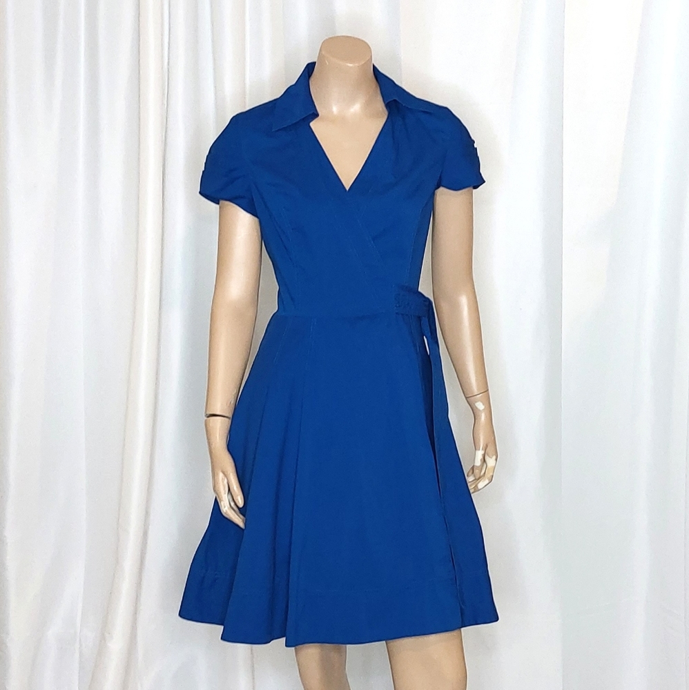 Kenneth Cole New York Blue Midi Wrap Dress